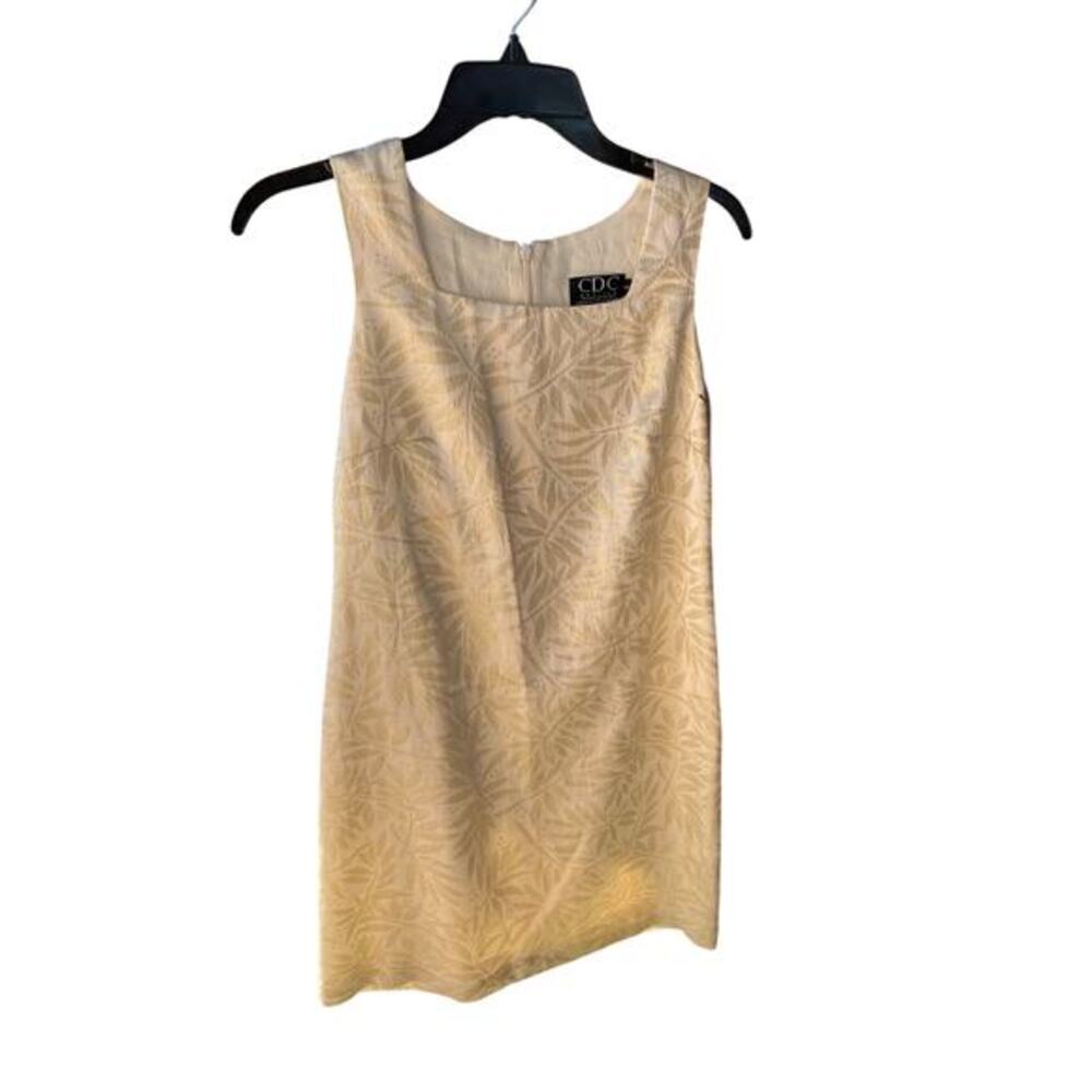 CDC Petites Gold Bamboo Print Shimmer Dress Size‎ 6